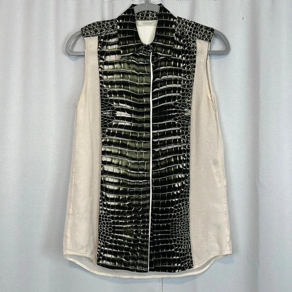 Reed Krakoff Sleeveless Hidden Button Up Closure Silk Blend Size 2 - Picture 1 of 9